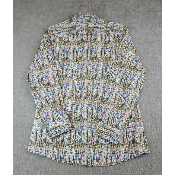 *NWT* Tom Baine Shirt Men S Colorful Performance Slim Fit Stretch Long Button Up - Picture 3 of 7